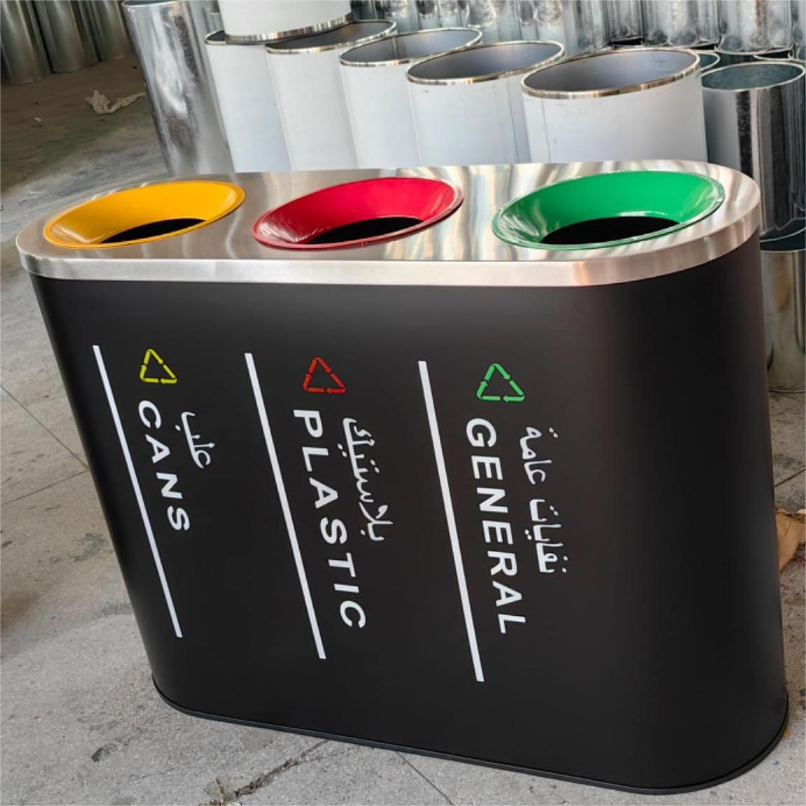 3 Compartment Stainless steel bin